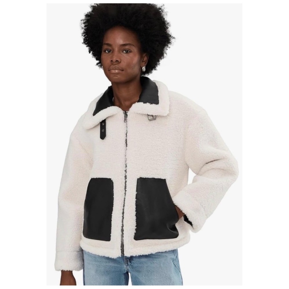 Levi's Reversible Sherpa Faux Leather Jacket Women's S Black White Cozy